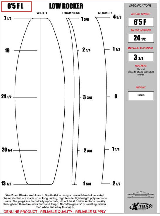 XTRA FOAM SURFBOARD BLANK 6’5″ FISH