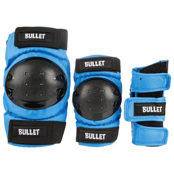 Pack complet de protections de skate Bullet (Coudes, genoux, poignets) Junior OSFA Bleu - RidinBox