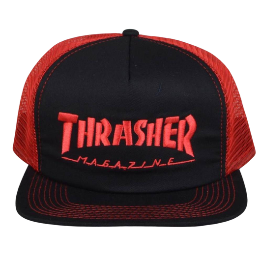 Thrasher Logo Embroidered Mesh Cap - Red/Black