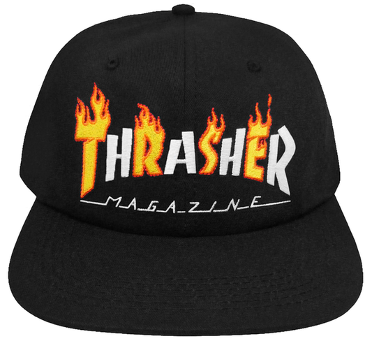 CASQUETTE THRASHER CAP FLAME MAG BLACK