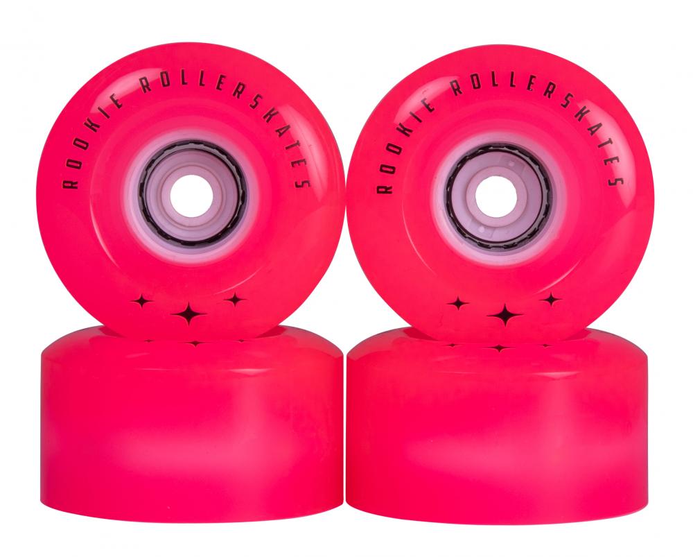 Rookie Quad Wheels LED Flash Abec 7 bearings Each Clear Pink 58 MM